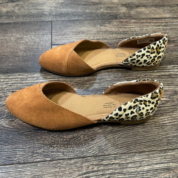 TOMS Jutti‎ Brown Cheetah Animal Print Slip On d'Orsay Flats Women's Size 7.5 - Picture 3 of 8